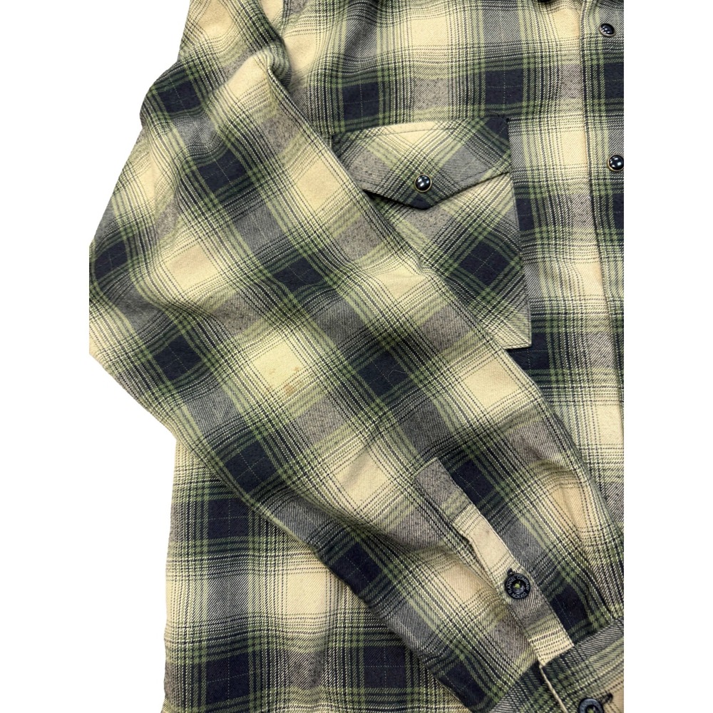Dixxon Flannel Mens The Platoon Long Sleeve Black Yellow Button Plaid Shirt LT - Picture 4 of 4